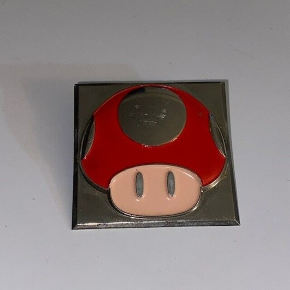 Nintendo 2008 Super Mario Bros Toad Head Mushroom Pin Badge Red Silver 1 1/2"